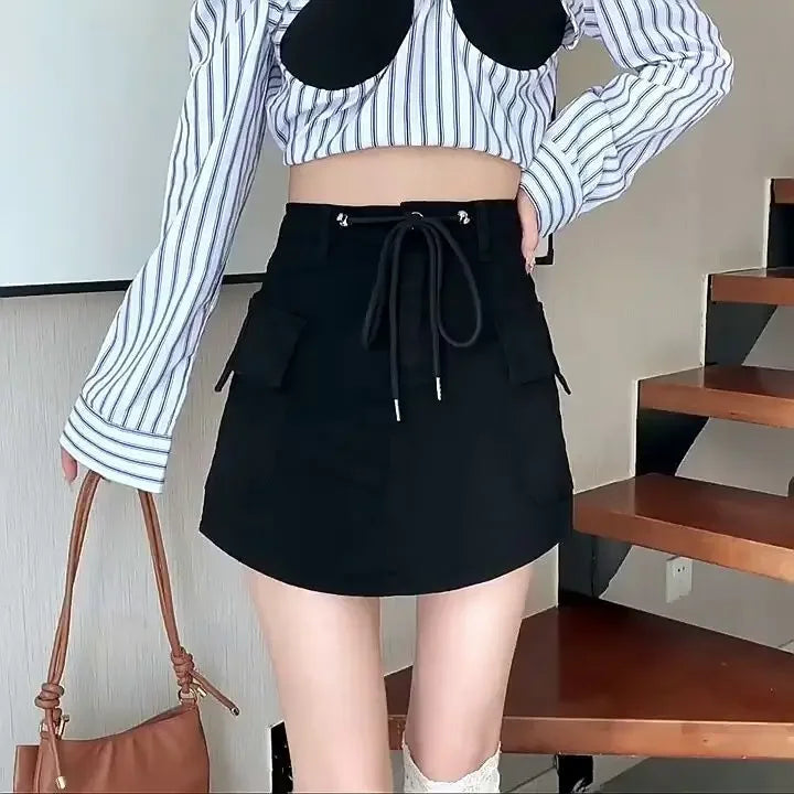 Korean Fashion Style High Waist Gyaru Women's Denim Skirt Aesthetic Harajuku Clothing Sales New In Cheap Female Jeans Skirts