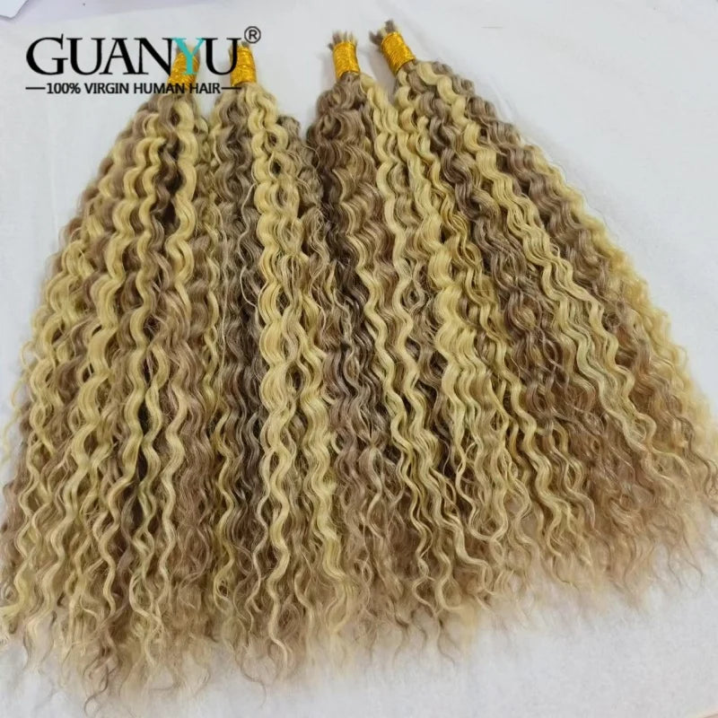 10A P#18/613 Water wave Human Hair Bulk Micro Braiding Hair Weaving No Weft Water Wave Human Hair Bundles Extensions