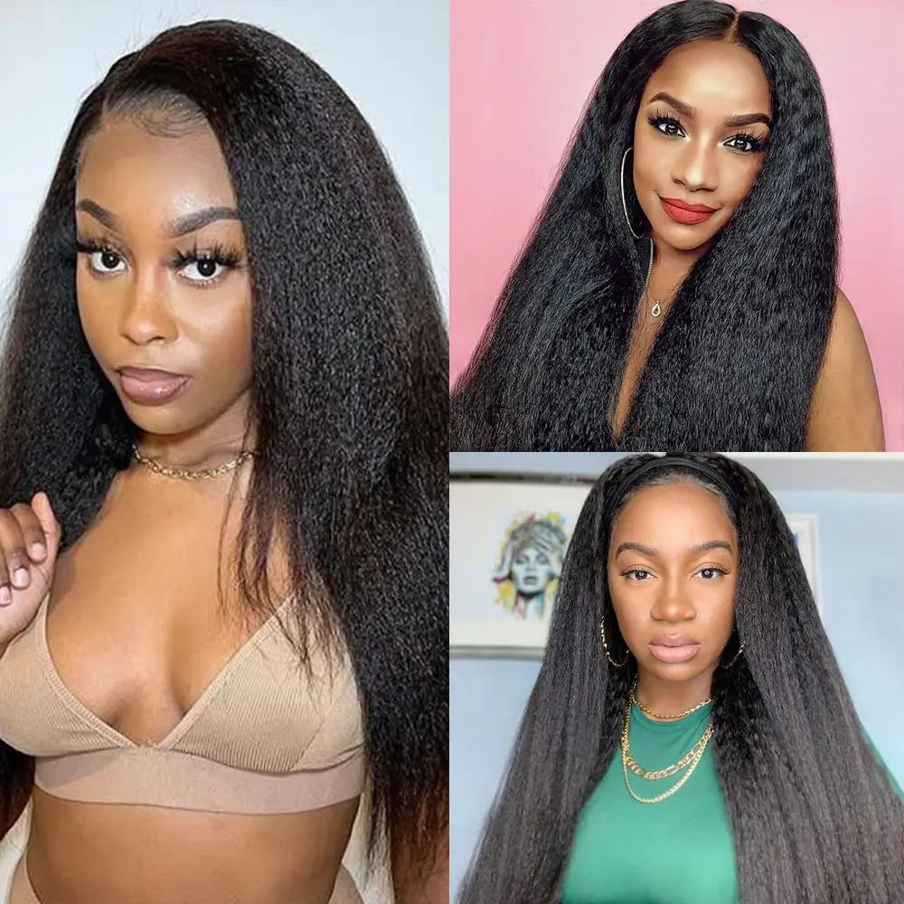 14 16 18 Kinky Straight Bundles Human Hair 3 Bundles 10A 100% Unprocessed Human Hair For Women Double Weft Natural Black Color