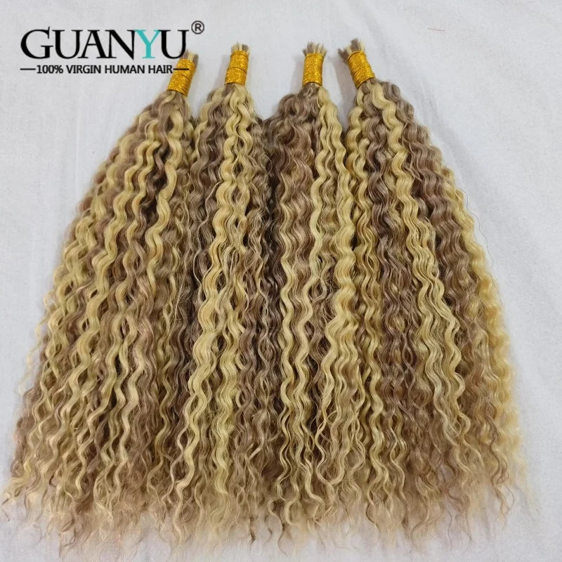 10A P#18/613 Water wave Human Hair Bulk Micro Braiding Hair Weaving No Weft Water Wave Human Hair Bundles Extensions