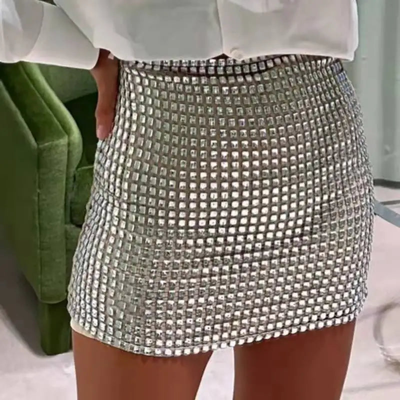 2025 Spring Sexy Women's Sequin Mesh Party Dress Euro-American Slim Fit Bodycon Clubwear  Evening Cocktail  Elegant Skirt