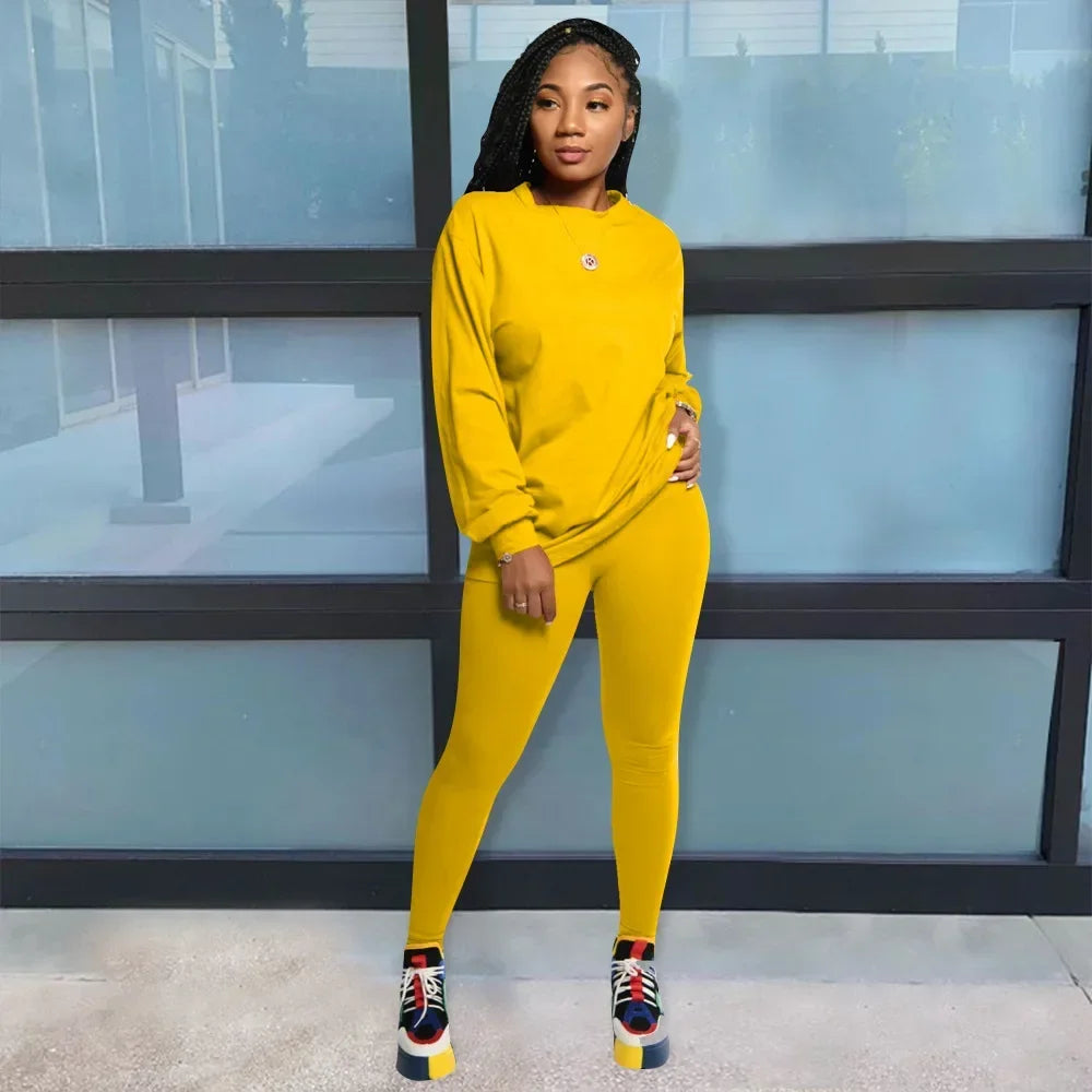 2024 two piece set women 2 piece set stacked leggings clothes for women outfits stacked pants tracksuit female fall clothes