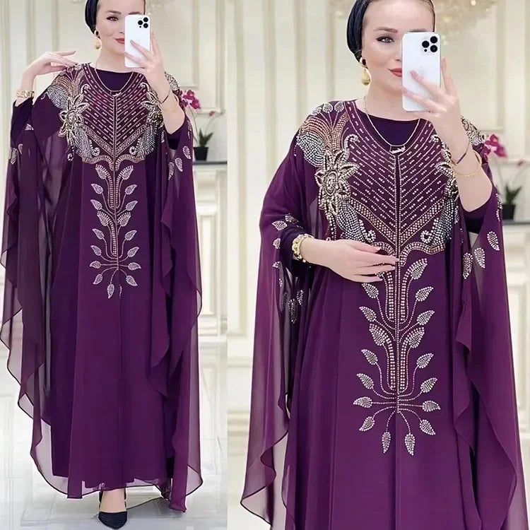 Abayas For Women Dubai Luxury 2024 Chiffon Boubou Muslim Fashion Dress Caftan Marocain Wedding Party Occasions Djellaba Femme