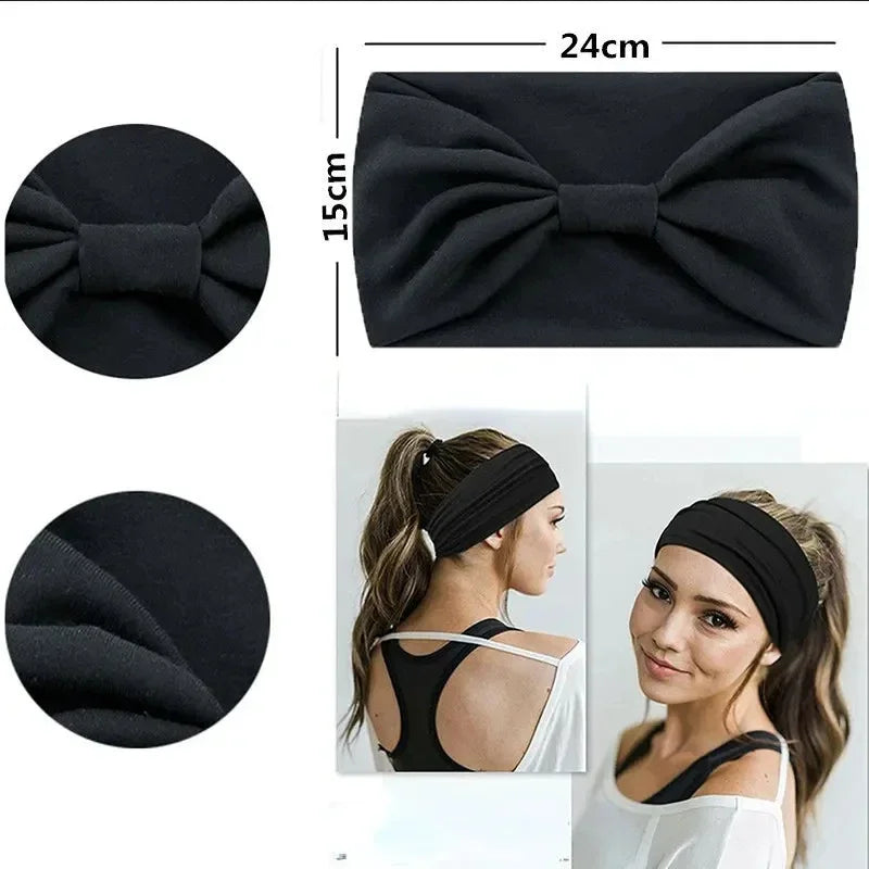Head Band Women Hair Accessories Solid Wide Headband Bowknot Turbans Wash Face Make-up Hair Band Sports Running Yoga Headbands