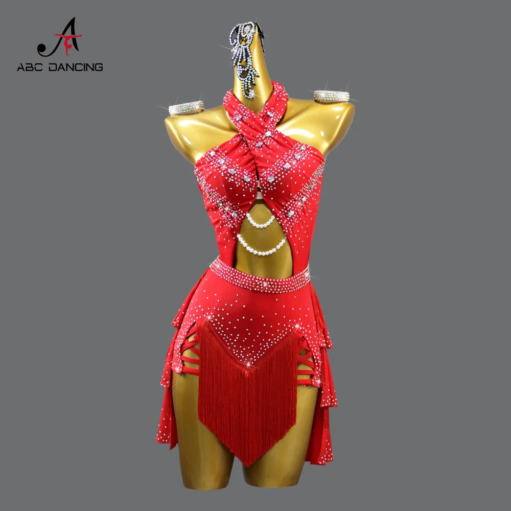 Latin American Woman Clothes Dance Costume Womens Evening Party Dress Sport Adult Midi Suit Ball Girls Prom Dancewear Customized