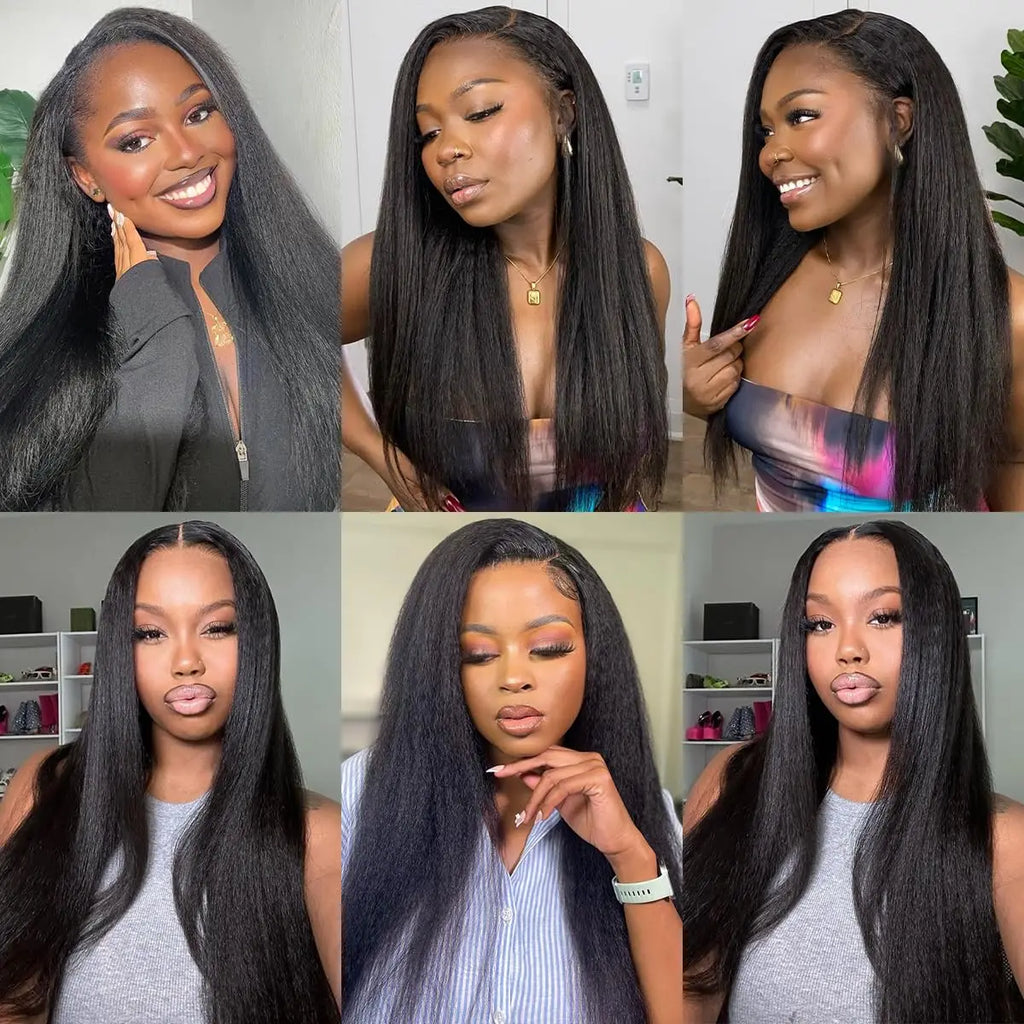 14 16 18 Kinky Straight Bundles Human Hair 3 Bundles 10A 100% Unprocessed Human Hair For Women Double Weft Natural Black Color