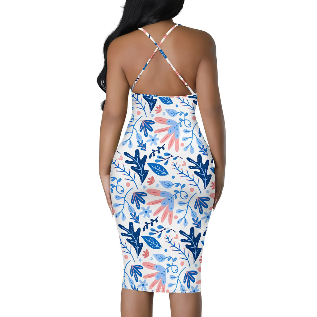 Women's clothing 2025 spring/summer new custom casual loose floral print hollow suspender dress