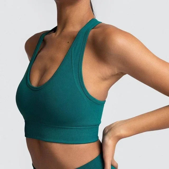 Seamless Gym Yoga Sports Bra and Leggings Running Athletic Workout Clothes Set for Women Wholesale