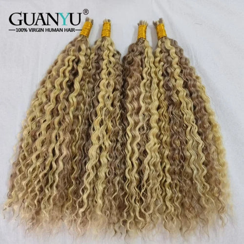 10A P#18/613 Water wave Human Hair Bulk Micro Braiding Hair Weaving No Weft Water Wave Human Hair Bundles Extensions