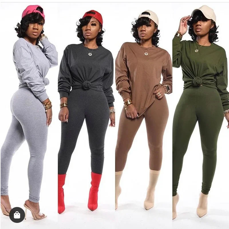 2024 two piece set women 2 piece set stacked leggings clothes for women outfits stacked pants tracksuit female fall clothes