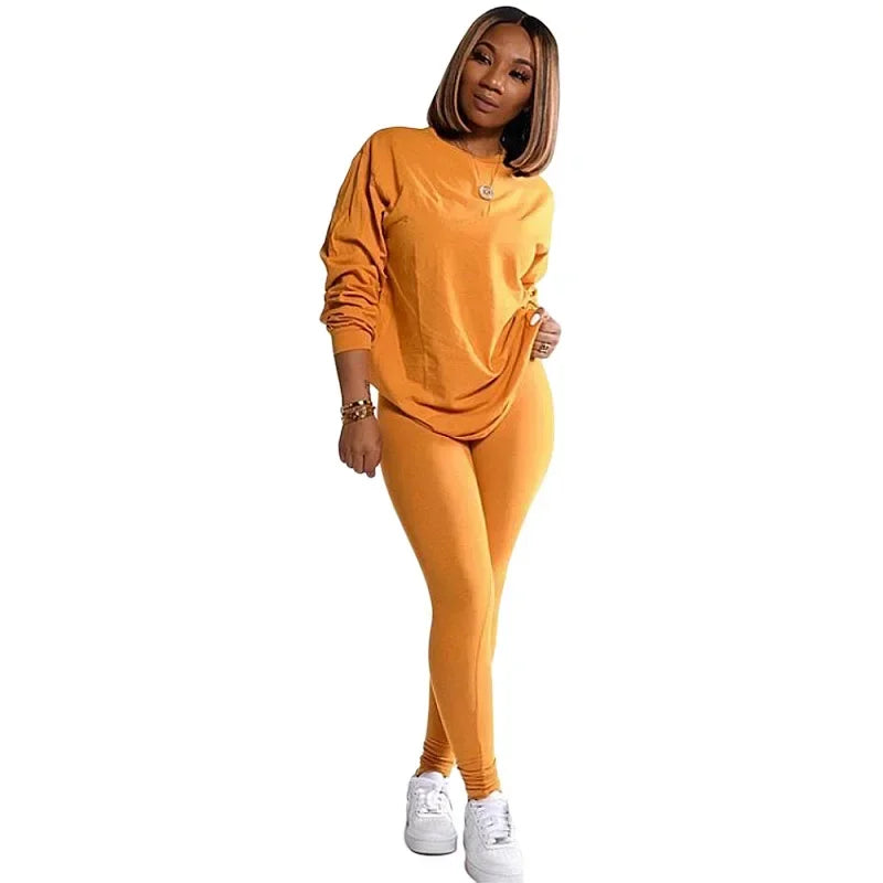 2024 two piece set women 2 piece set stacked leggings clothes for women outfits stacked pants tracksuit female fall clothes