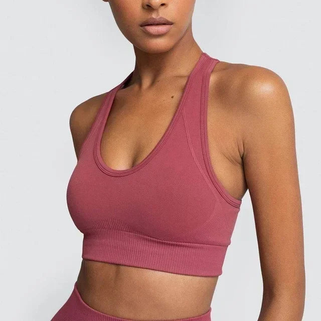 Seamless Gym Yoga Sports Bra and Leggings Running Athletic Workout Clothes Set for Women Wholesale