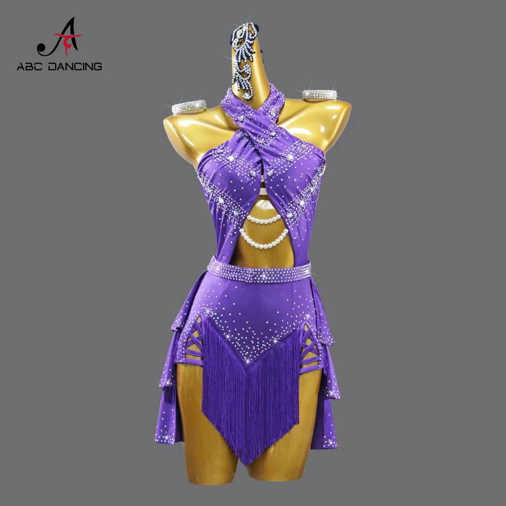Latin American Woman Clothes Dance Costume Womens Evening Party Dress Sport Adult Midi Suit Ball Girls Prom Dancewear Customized