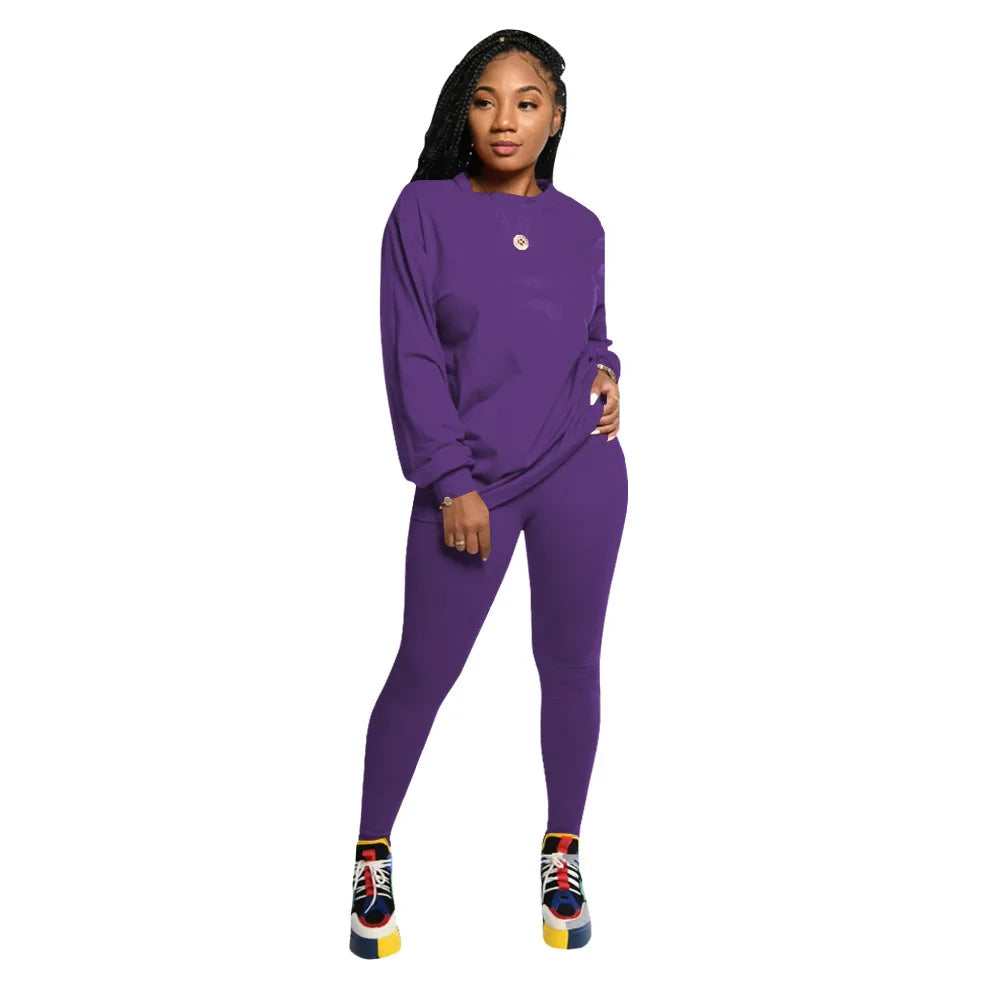 2024 two piece set women 2 piece set stacked leggings clothes for women outfits stacked pants tracksuit female fall clothes
