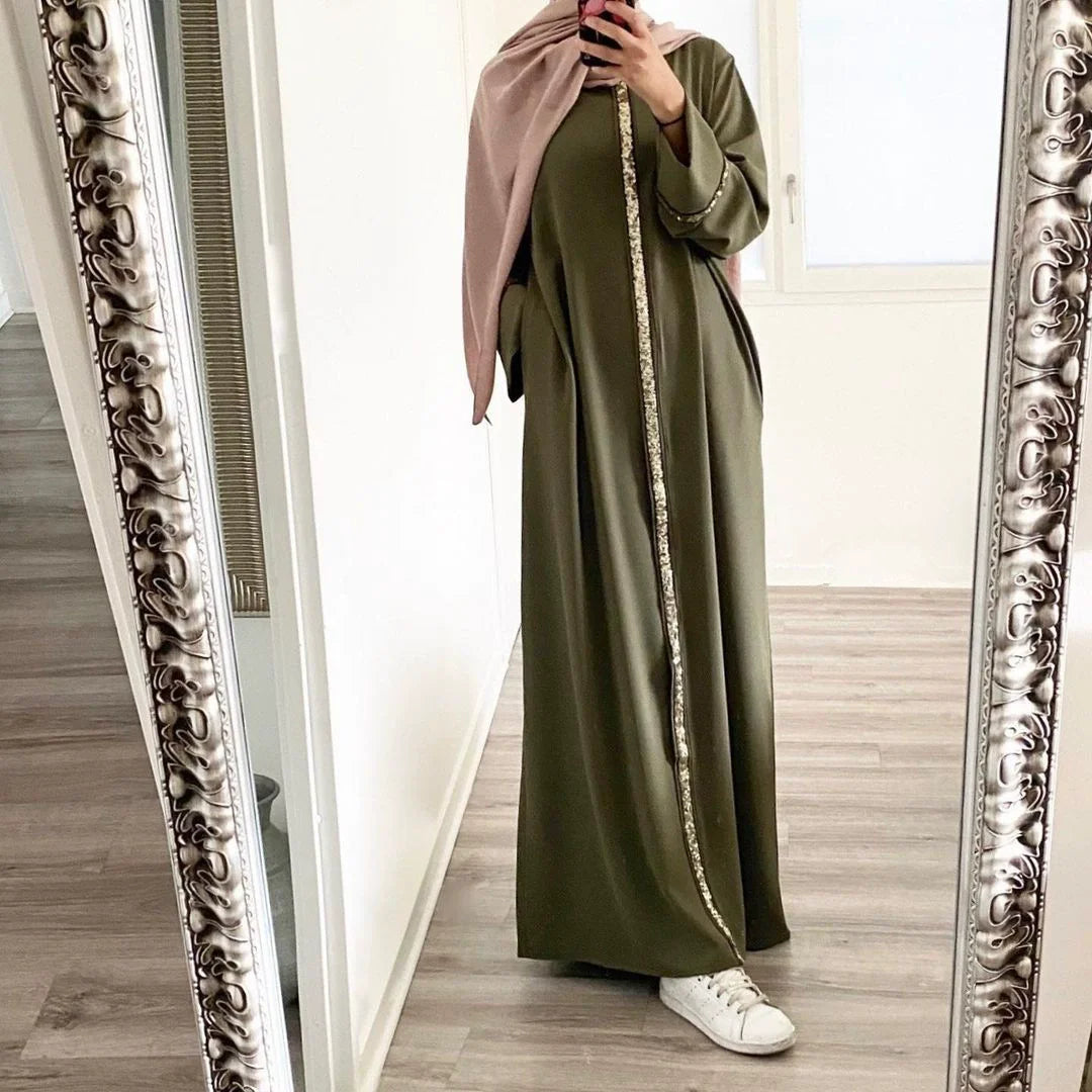 Abayat Emberoidery Maxi Dresses for Women, V-Neck, Long Sleeve, Belted Kaftan, Turkish Dresses, Jilbab, New, Autumn