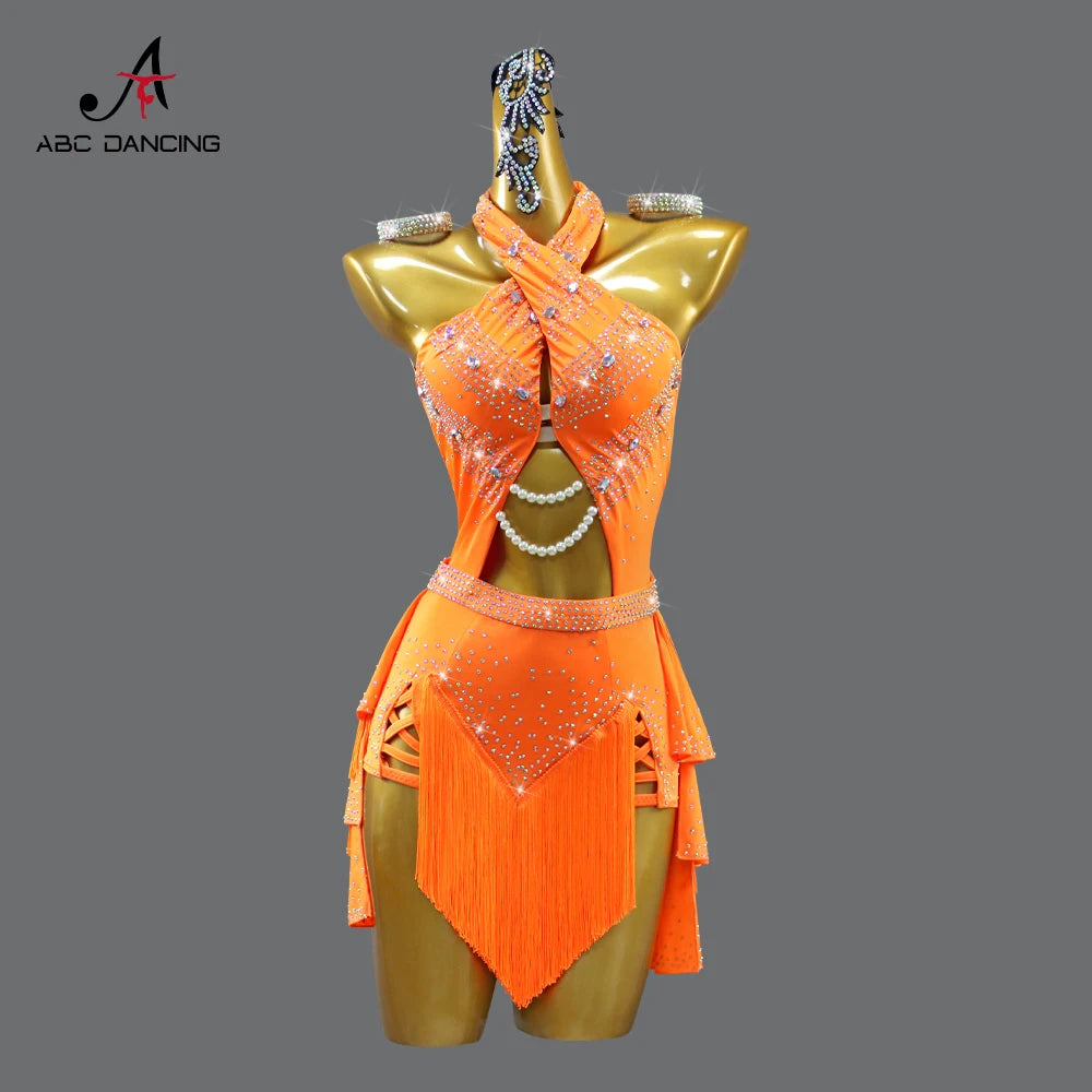 Latin American Woman Clothes Dance Costume Womens Evening Party Dress Sport Adult Midi Suit Ball Girls Prom Dancewear Customized