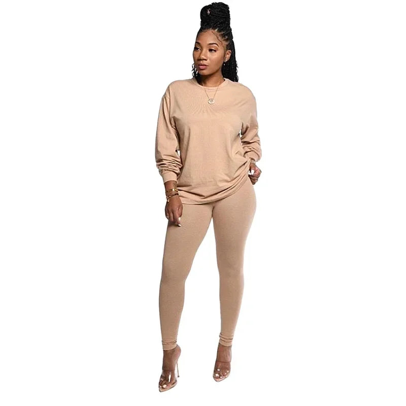 2024 two piece set women 2 piece set stacked leggings clothes for women outfits stacked pants tracksuit female fall clothes