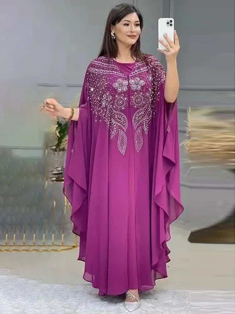Abayas For Women Dubai Luxury 2024 Chiffon Boubou Muslim Fashion Dress Caftan Marocain Wedding Party Occasions Djellaba Femme