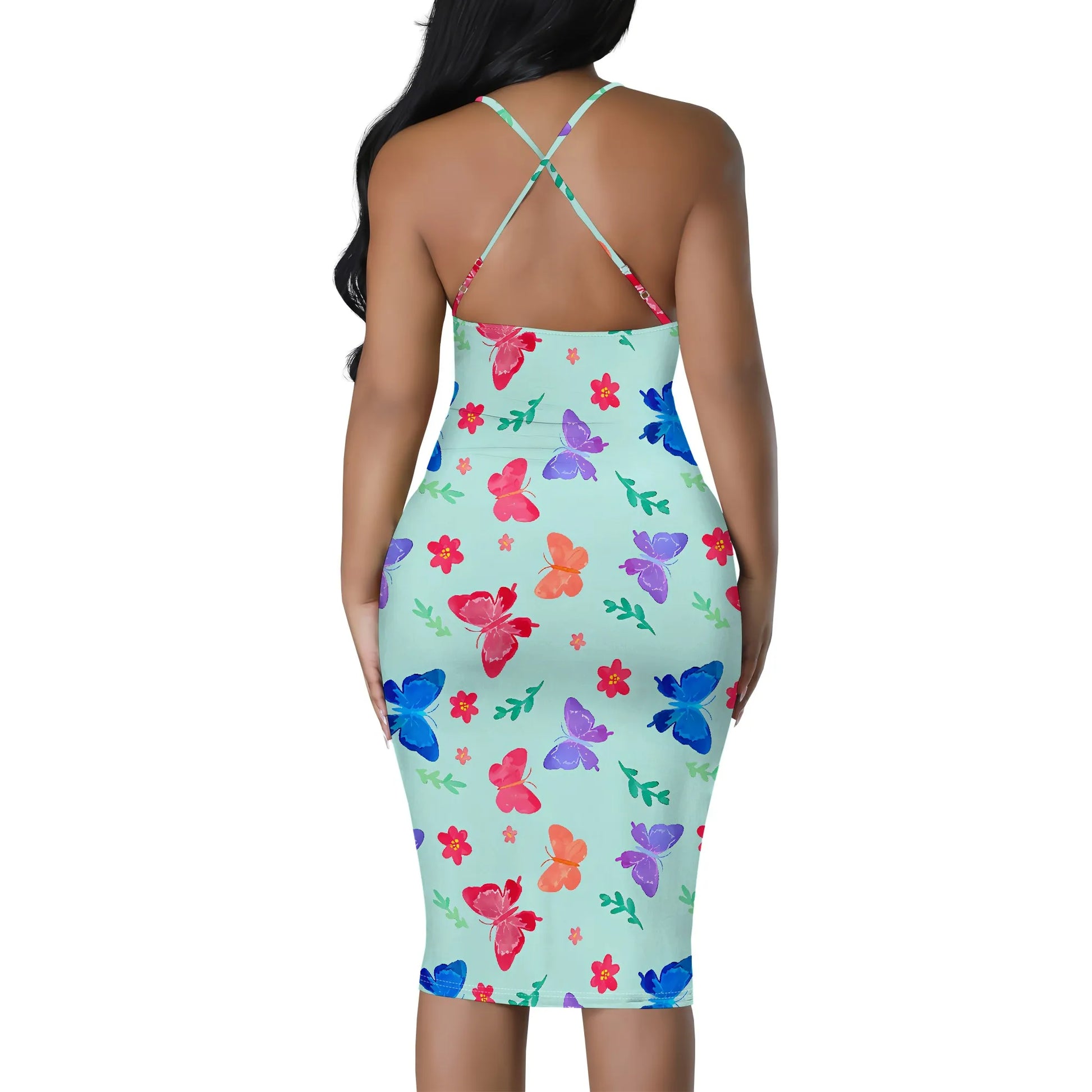 Women's clothing 2025 spring/summer new custom casual loose floral print hollow suspender butterfly dress
