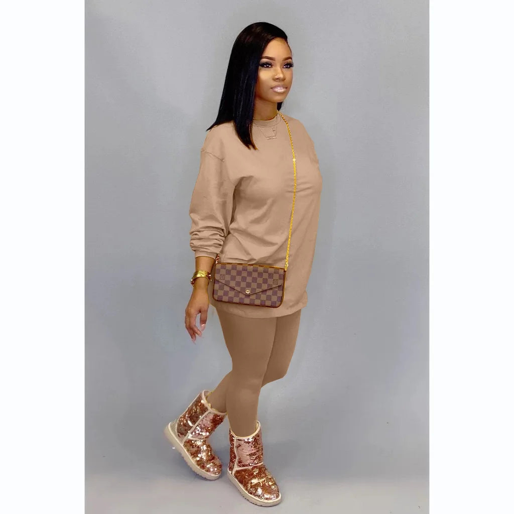 2024 two piece set women 2 piece set stacked leggings clothes for women outfits stacked pants tracksuit female fall clothes