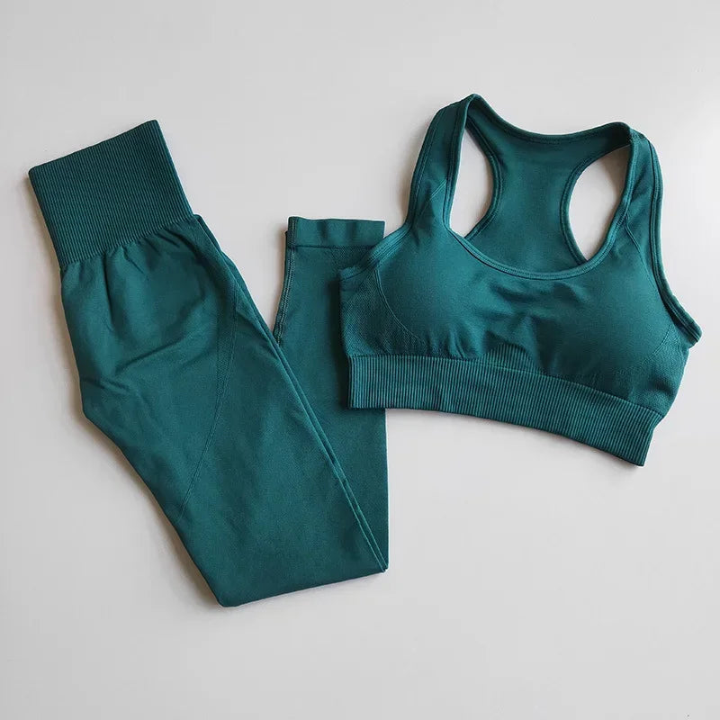 Seamless Gym Yoga Sports Bra and Leggings Running Athletic Workout Clothes Set for Women Wholesale