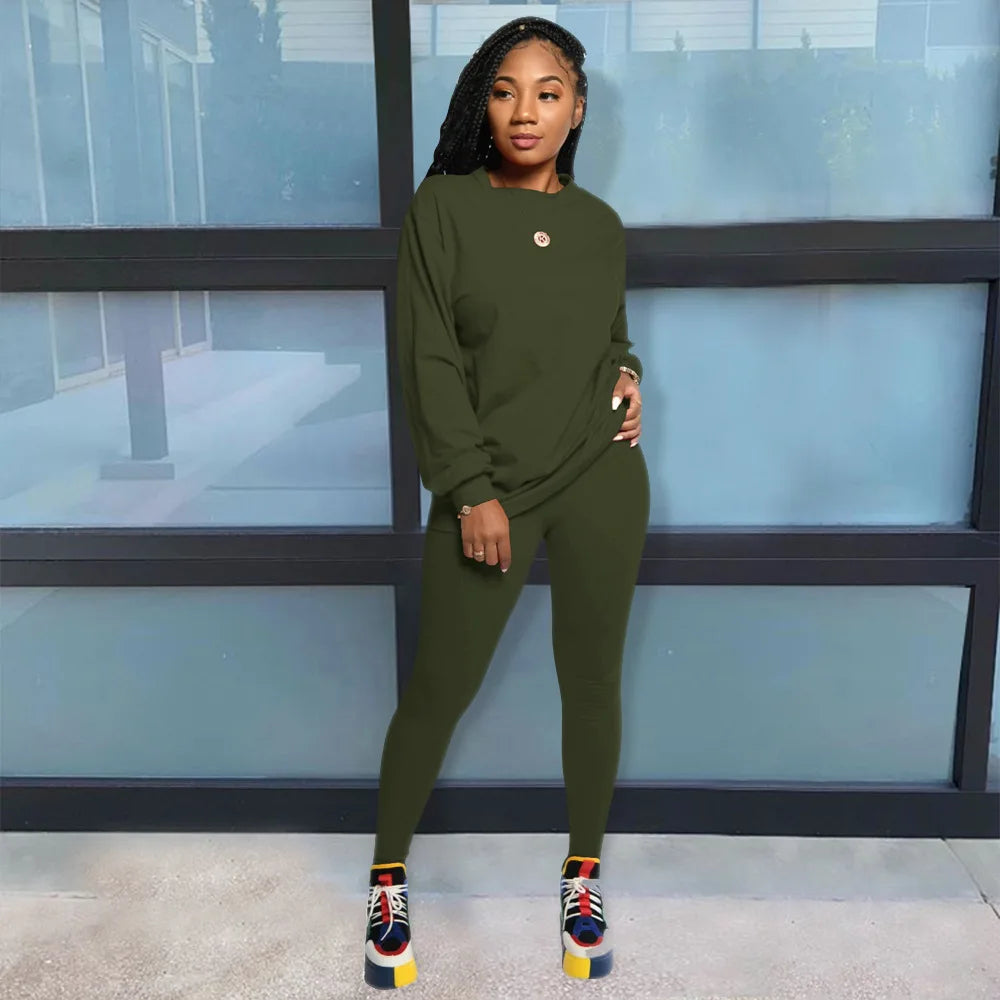 2024 two piece set women 2 piece set stacked leggings clothes for women outfits stacked pants tracksuit female fall clothes