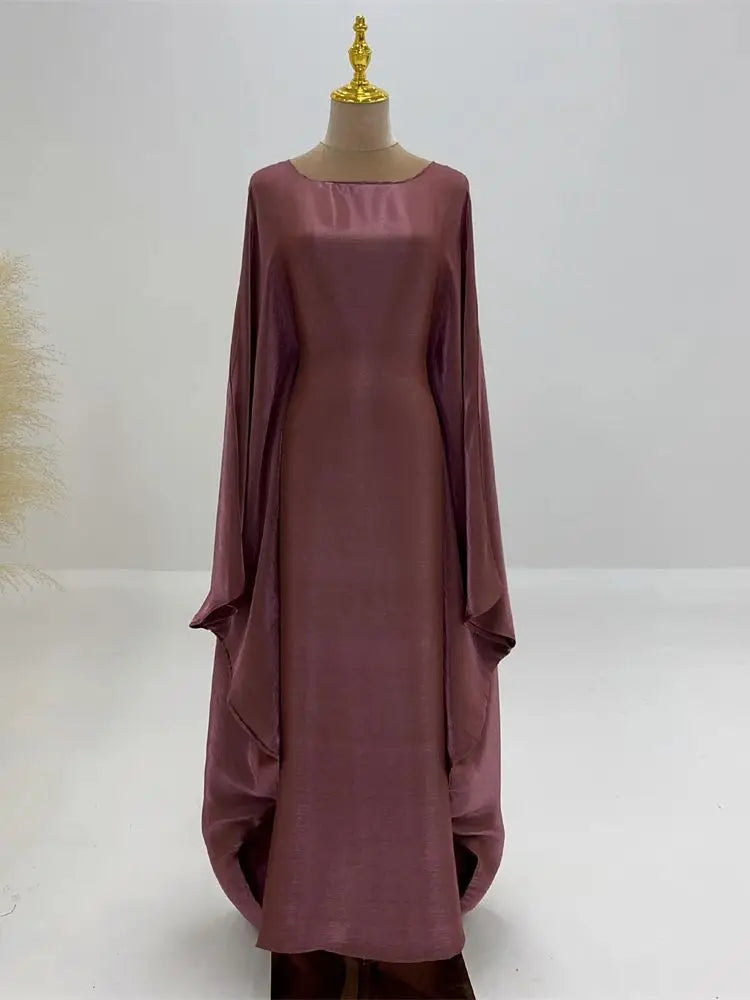 Batwing Butterfly Satin Abaya Dubai Luxury Muslim Kaftan Maxi Dress Abayas For Women Kebaya Robe Caftan Marocain Femme Vestidos