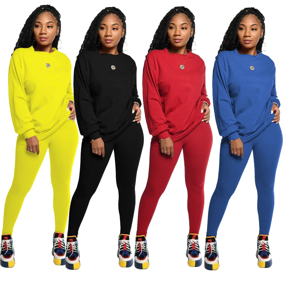 2024 two piece set women 2 piece set stacked leggings clothes for women outfits stacked pants tracksuit female fall clothes