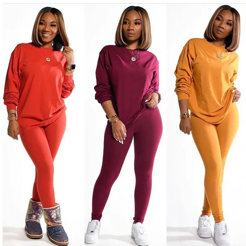 2024 two piece set women 2 piece set stacked leggings clothes for women outfits stacked pants tracksuit female fall clothes