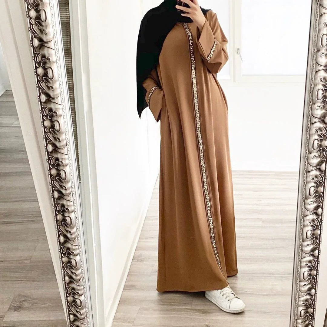 Abayat Emberoidery Maxi Dresses for Women, V-Neck, Long Sleeve, Belted Kaftan, Turkish Dresses, Jilbab, New, Autumn