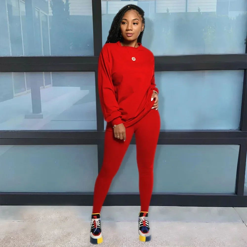 2024 two piece set women 2 piece set stacked leggings clothes for women outfits stacked pants tracksuit female fall clothes