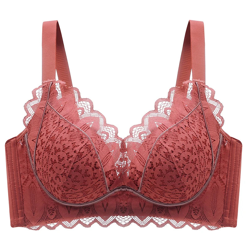 32-40ABC Chest Ventilate Wire-Free Bra Adjustable Strap Side Coverage Push-Up Bra Daily Wear Skin-Friendly High-Support Lingerie