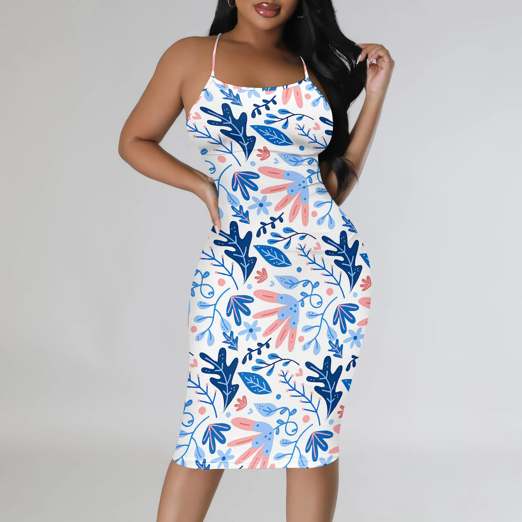 Women's clothing 2025 spring/summer new custom casual loose floral print hollow suspender dress