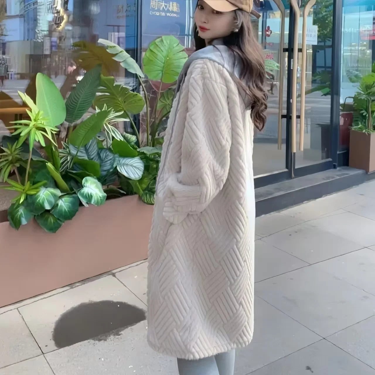 Faux Mink Fur Coat for Women,Single Breasted Long Jacket,Fake Two Items,High Quality,Hooded,Female Clothes,New,Winter