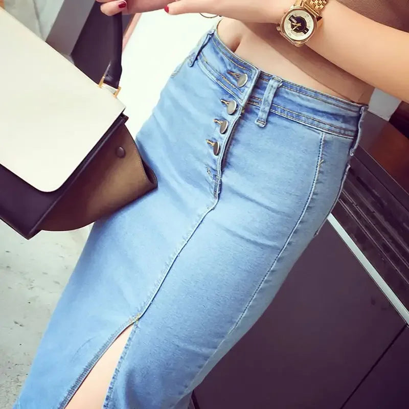 High Waist Tight Jeans Skirts for Women Wrap Streetwear Aesthetic Summer 2025 New in Trend Korean Fashion Woman Denim Skirt Blue
