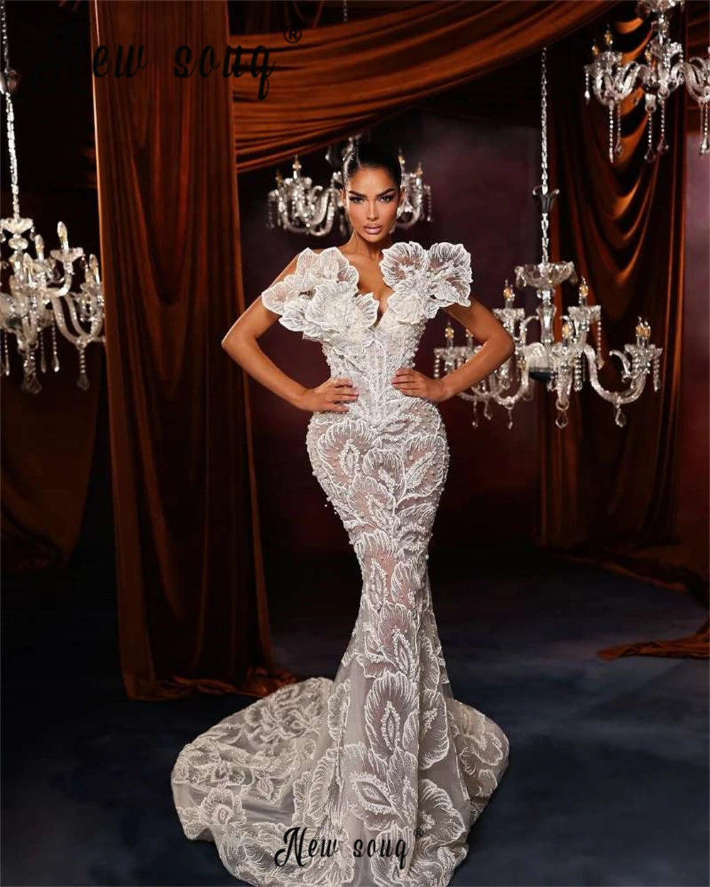 Gorgeous  White Lace Wedding Dress With Detachable Overskirt Sweetheart Neck Sleeveless Bridal Gown Robe De Mariée Customized