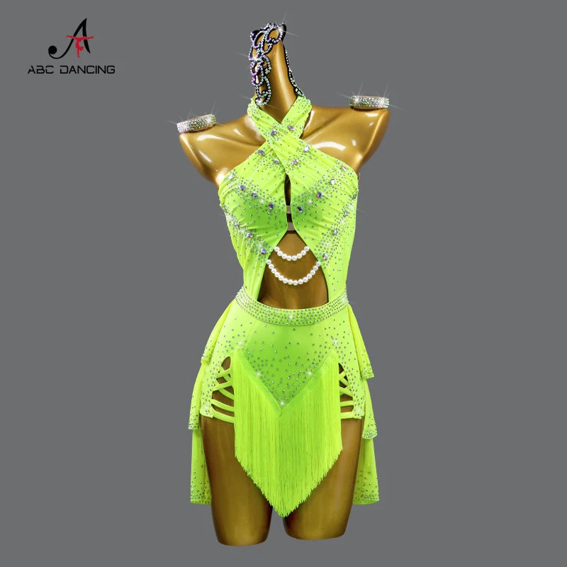 Latin American Woman Clothes Dance Costume Womens Evening Party Dress Sport Adult Midi Suit Ball Girls Prom Dancewear Customized