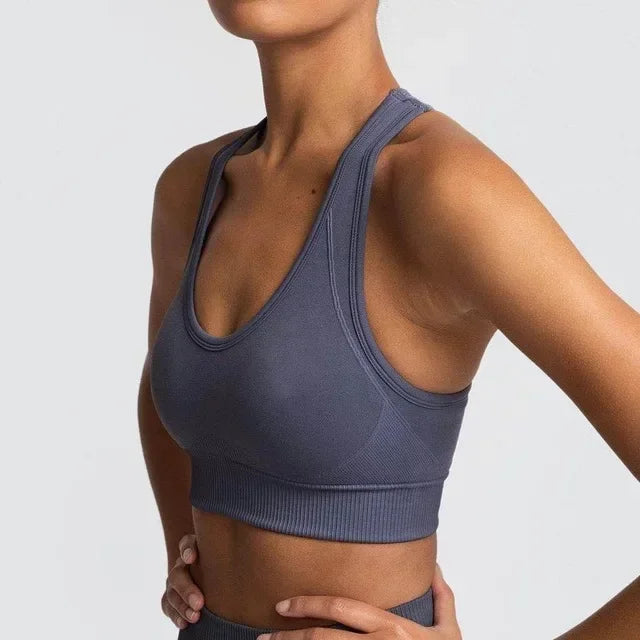 Seamless Gym Yoga Sports Bra and Leggings Running Athletic Workout Clothes Set for Women Wholesale
