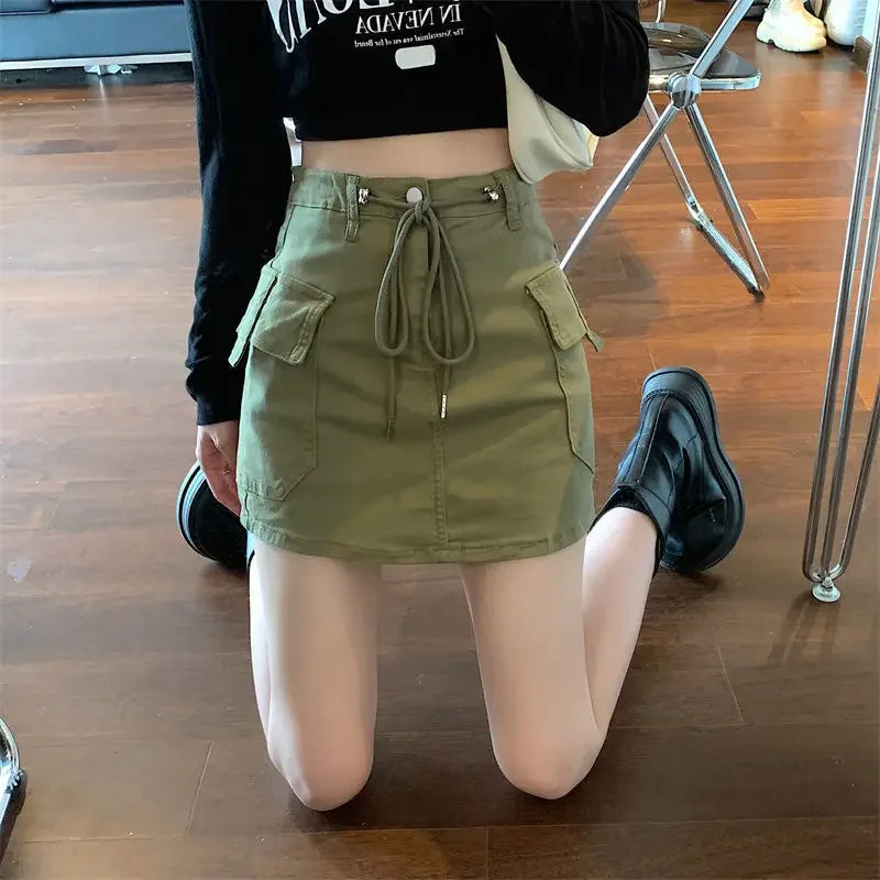 Korean Fashion Style High Waist Gyaru Women's Denim Skirt Aesthetic Harajuku Clothing Sales New In Cheap Female Jeans Skirts