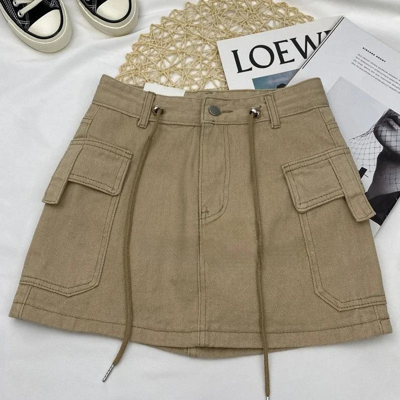 Korean Fashion Style High Waist Gyaru Women's Denim Skirt Aesthetic Harajuku Clothing Sales New In Cheap Female Jeans Skirts