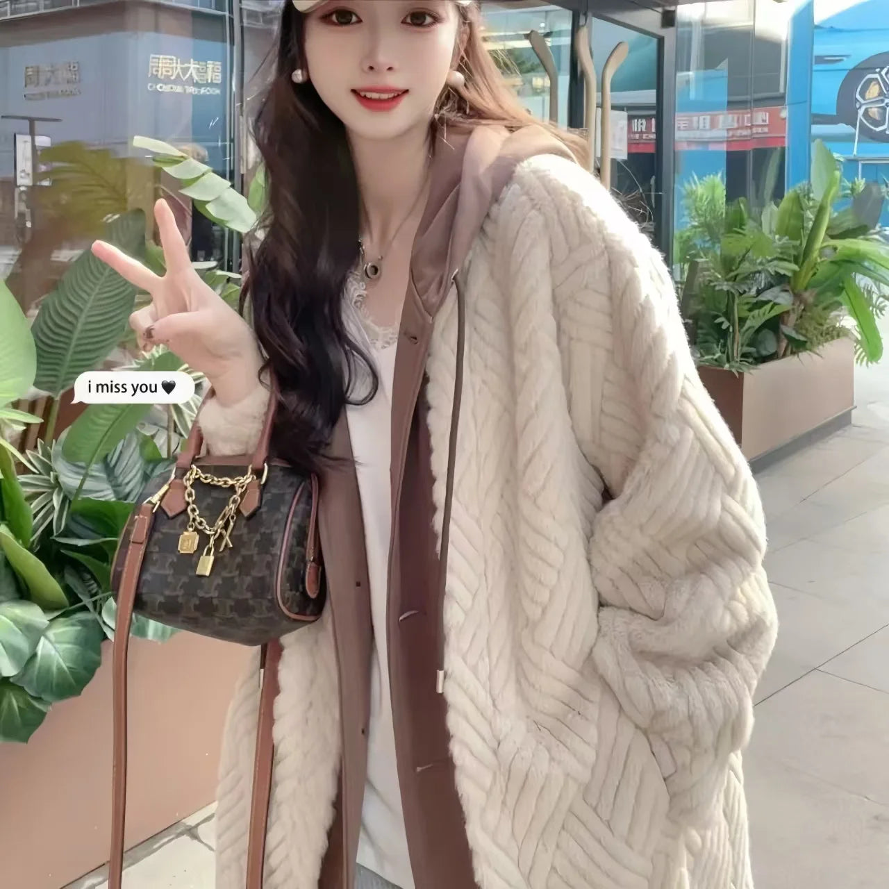 Faux Mink Fur Coat for Women,Single Breasted Long Jacket,Fake Two Items,High Quality,Hooded,Female Clothes,New,Winter
