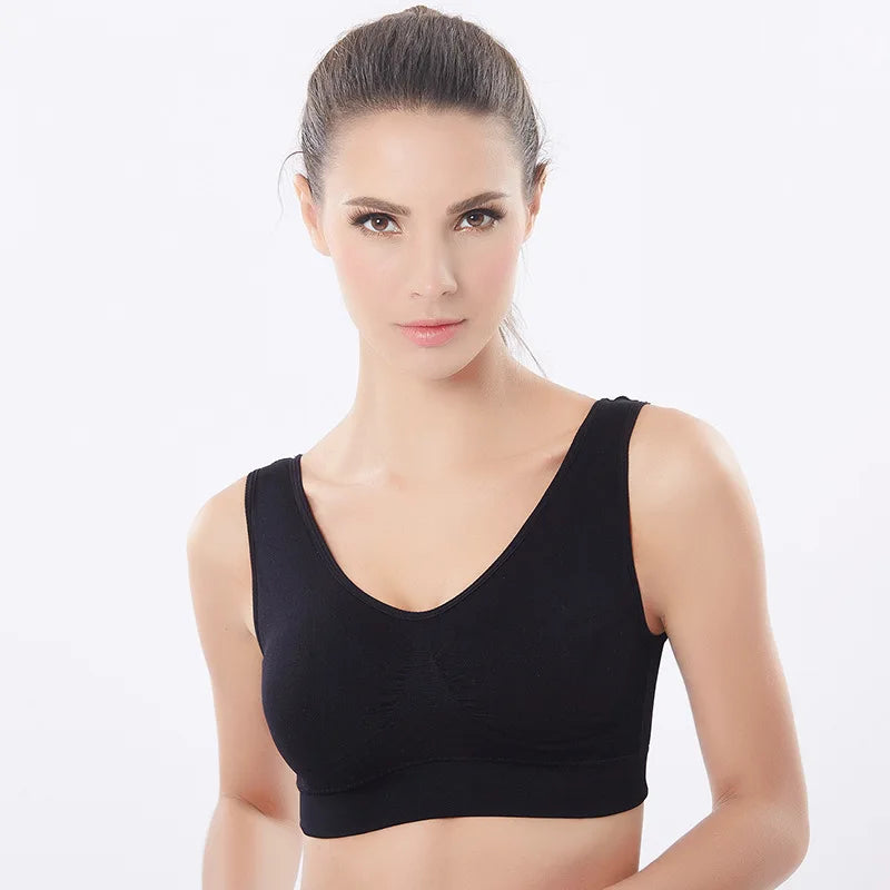 Sports Bra Push Up Wireless Plus Size Bras Double Layer Seamless Yoga Adjustment Fitness Lingerie