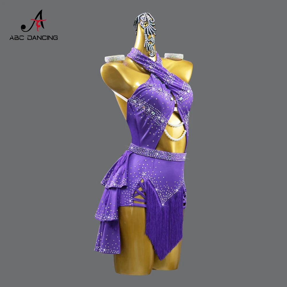 Latin American Woman Clothes Dance Costume Womens Evening Party Dress Sport Adult Midi Suit Ball Girls Prom Dancewear Customized