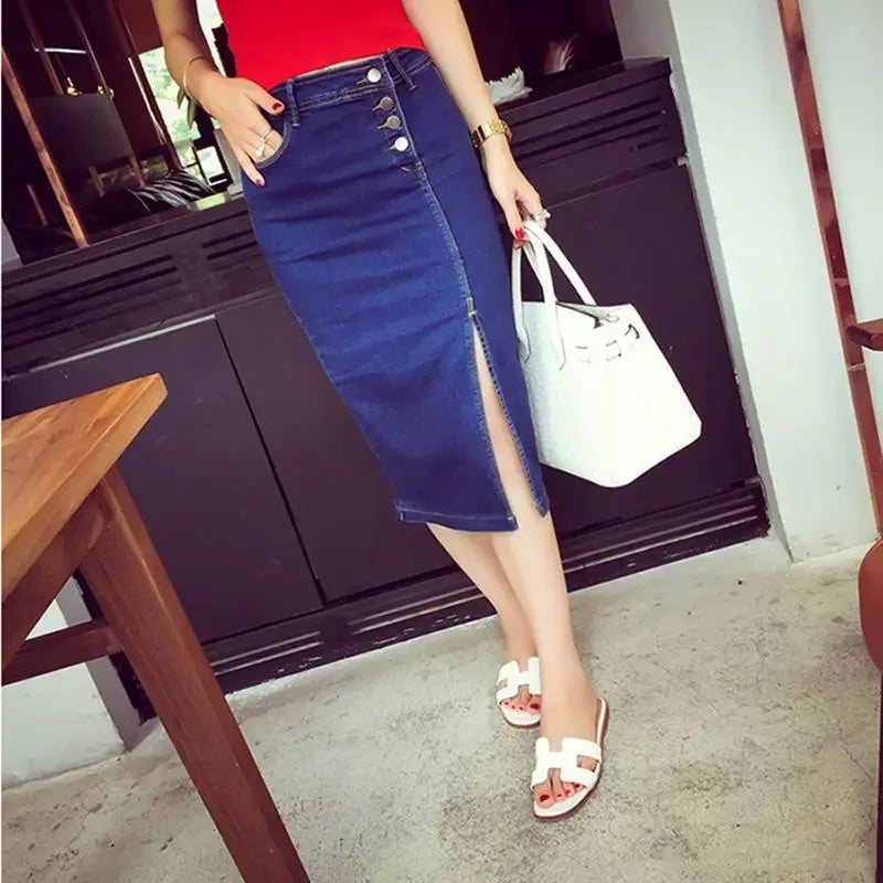 High Waist Tight Jeans Skirts for Women Wrap Streetwear Aesthetic Summer 2025 New in Trend Korean Fashion Woman Denim Skirt Blue
