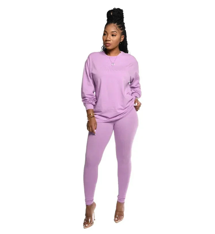 2024 two piece set women 2 piece set stacked leggings clothes for women outfits stacked pants tracksuit female fall clothes