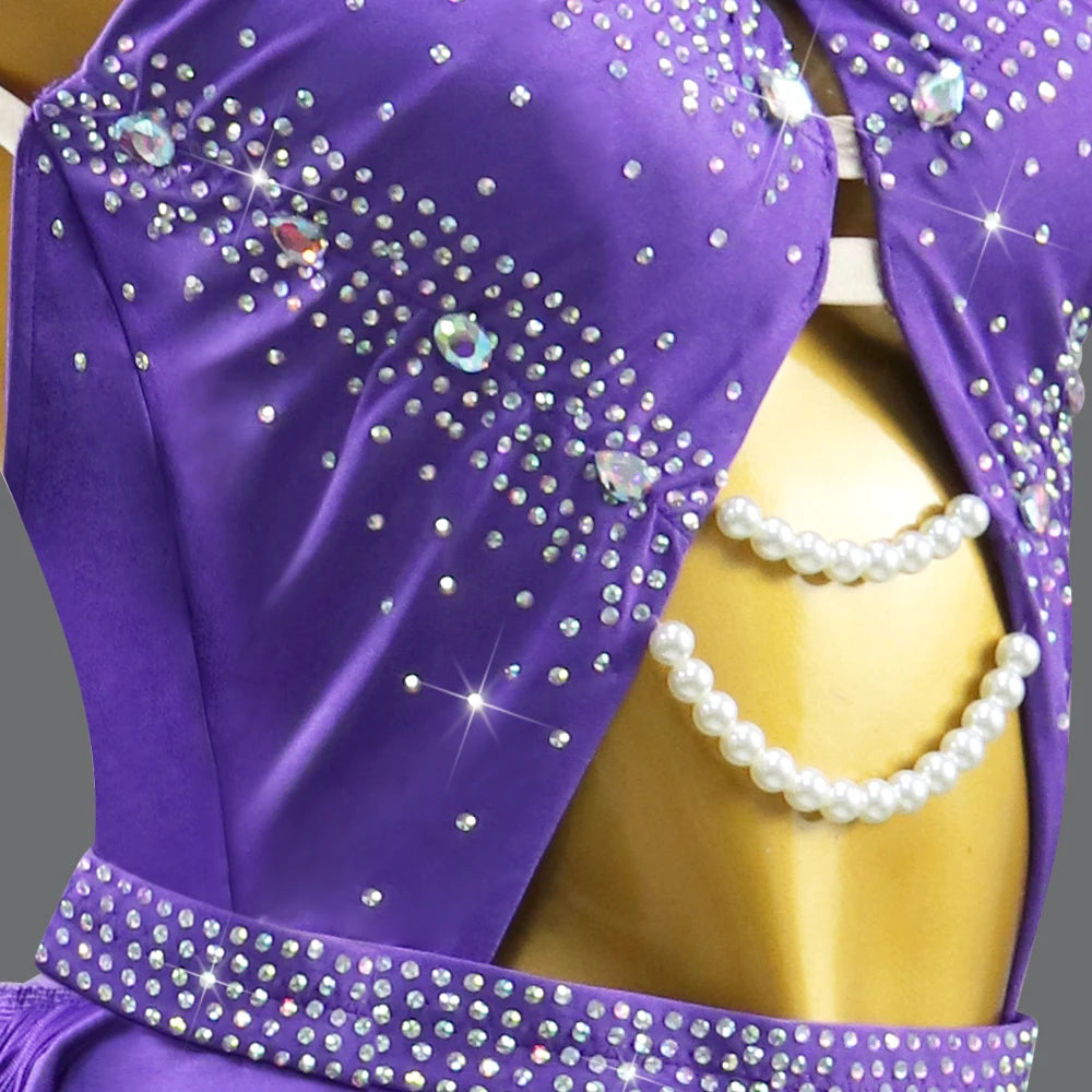 Latin American Woman Clothes Dance Costume Womens Evening Party Dress Sport Adult Midi Suit Ball Girls Prom Dancewear Customized