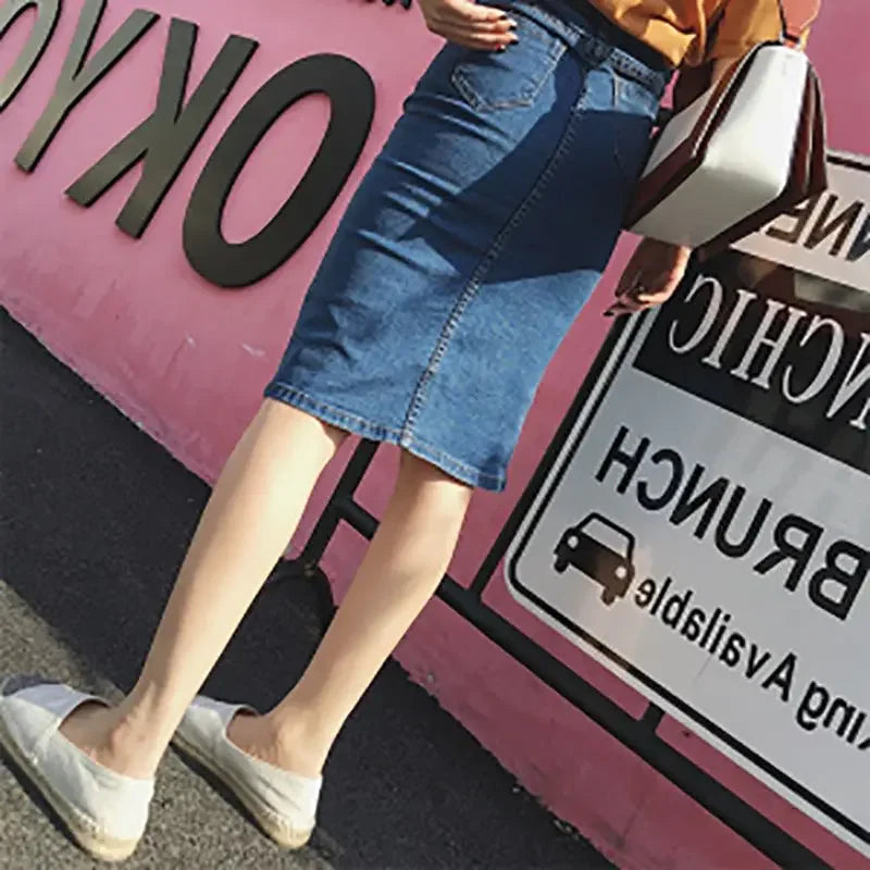 High Waist Tight Jeans Skirts for Women Wrap Streetwear Aesthetic Summer 2025 New in Trend Korean Fashion Woman Denim Skirt Blue