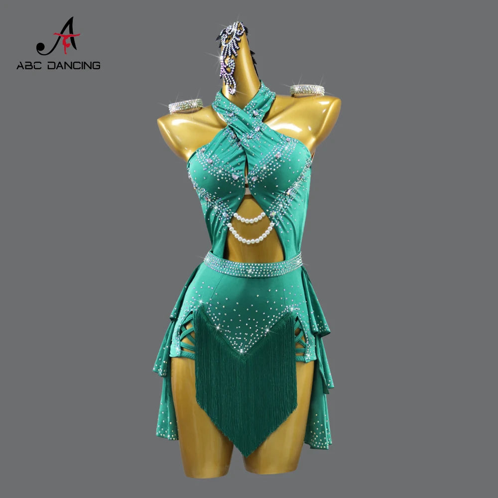 Latin American Woman Clothes Dance Costume Womens Evening Party Dress Sport Adult Midi Suit Ball Girls Prom Dancewear Customized