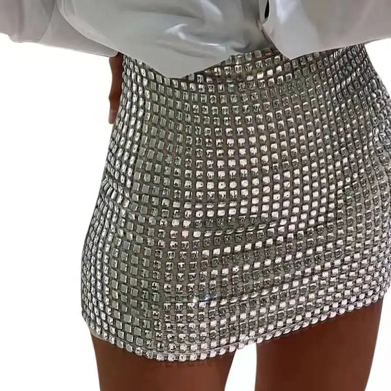2025 Spring Sexy Women's Sequin Mesh Party Dress Euro-American Slim Fit Bodycon Clubwear  Evening Cocktail  Elegant Skirt