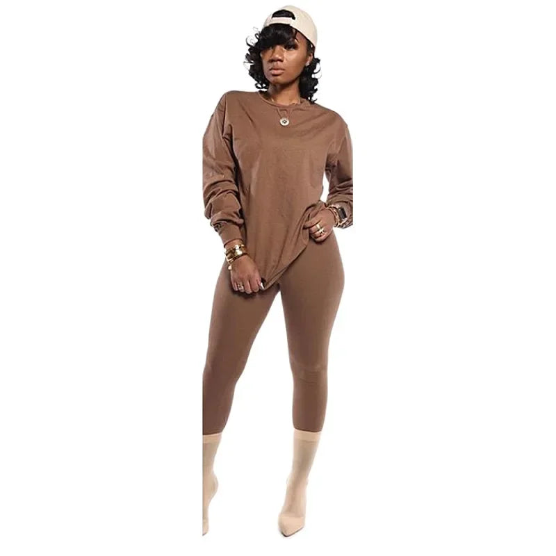 2024 two piece set women 2 piece set stacked leggings clothes for women outfits stacked pants tracksuit female fall clothes